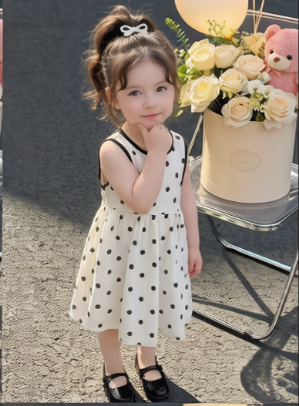 小妖乖&A蝴蝶结圆点连衣裙260522001