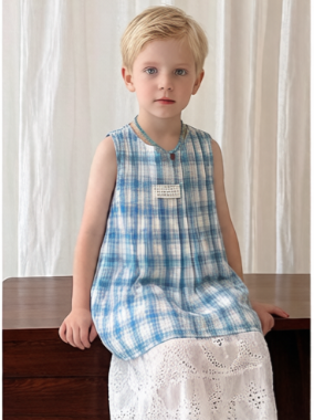 丸子家（贝壳笛）&2628提花棉布格子裙260527003
