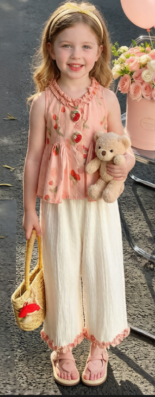 小妖乖&A草莓花边套装260527002