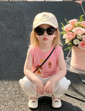 小孩潮品&卡通粉T白裤套装-260615007