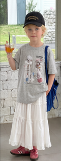 Puppy lace T-shirt & lace trim skirt set