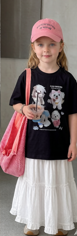 Puppy lace T-shirt & lace trim skirt set