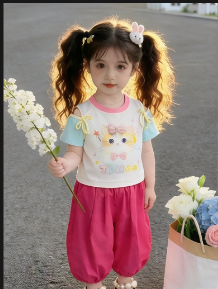 小妖乖&露肩拼色套装260505009